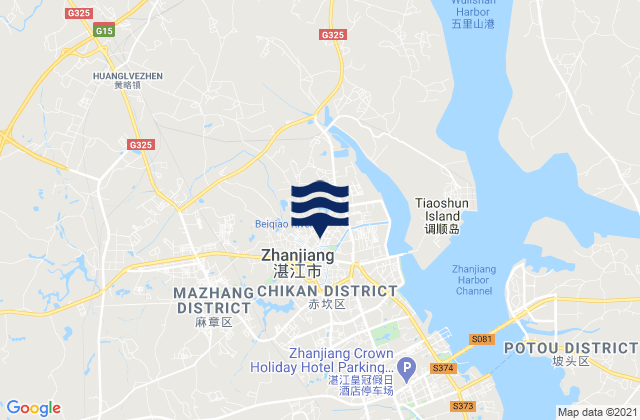 Mappa delle maree di Zhanjiang, China