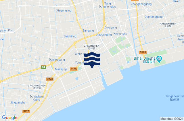 Mappa delle maree di Zhelin, China