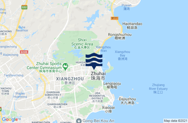 Mappa delle maree di Zhuhai, China
