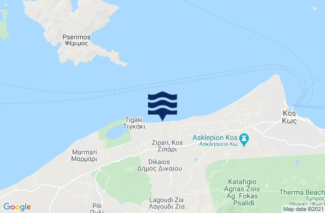 Mappa delle maree di Zipári, Greece