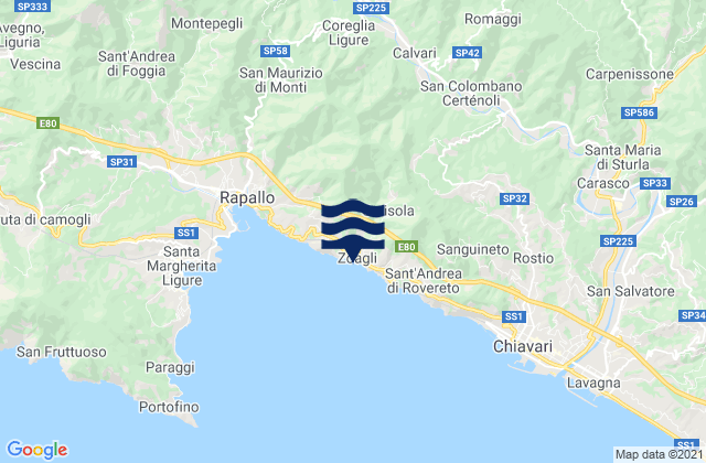 Mappa delle maree di Zoagli, Italy