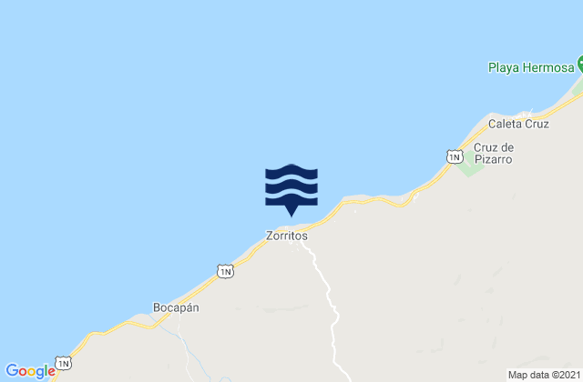 Mappa delle maree di Zorritos, Peru