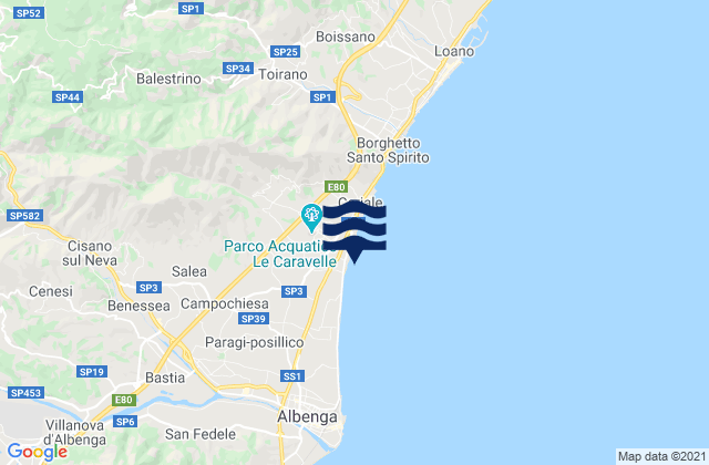 Mappa delle maree di Zuccarello, Italy
