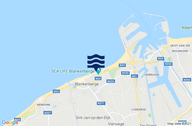 Mappa delle maree di Zuienkerke, Belgium