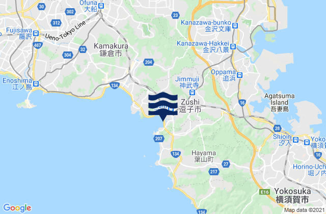 Mappa delle maree di Zushi Shi, Japan