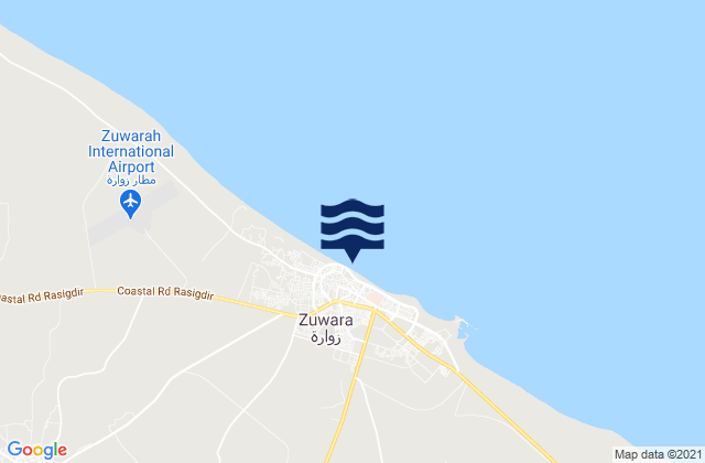 Mappa delle maree di Zuwārah, Libya
