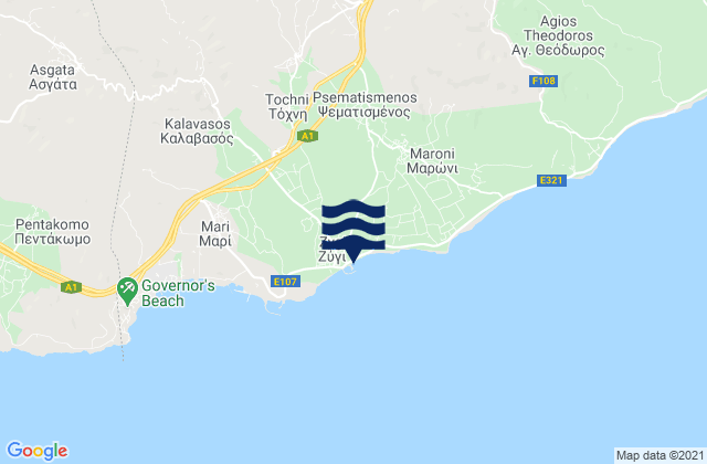 Mappa delle maree di Zýgi, Cyprus