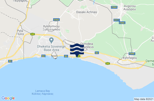 Mappa delle maree di Áchna, Cyprus