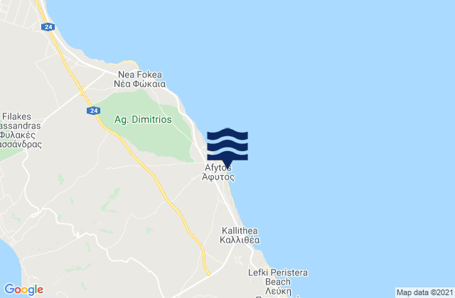 Mappa delle maree di Áfytos, Greece