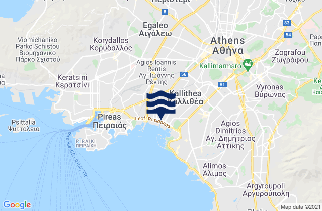 Mappa delle maree di Ágioi Anárgyroi, Greece