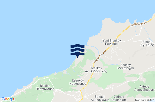 Mappa delle maree di Ágios Andrónikos, Cyprus