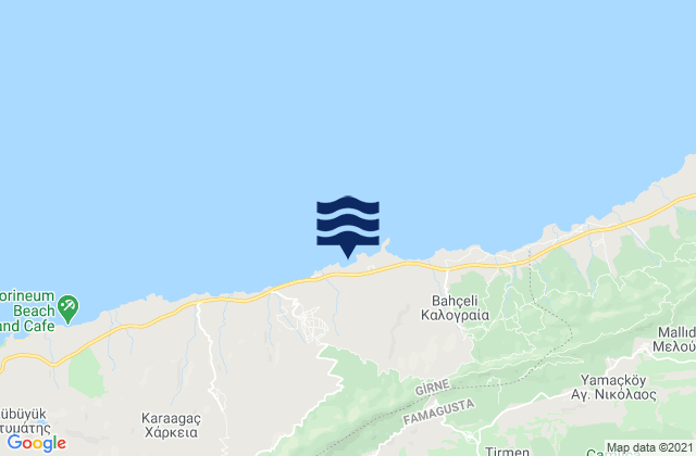 Mappa delle maree di Ágios Charíton, Cyprus