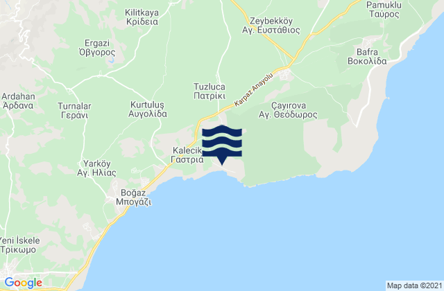 Mappa delle maree di Ágios Efstáthios, Cyprus