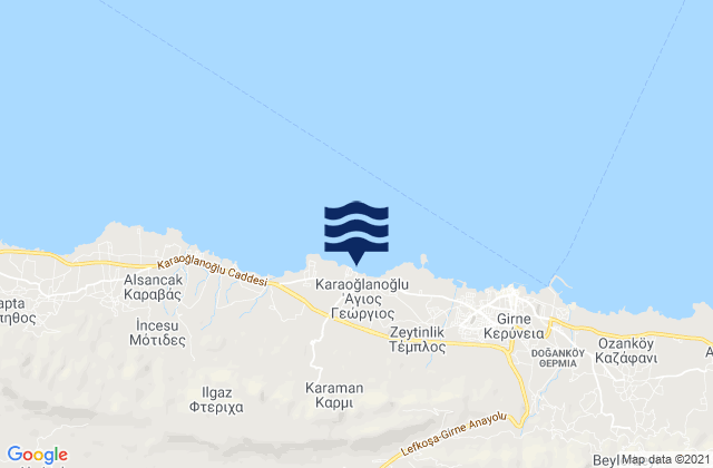 Mappa delle maree di Ágios Geórgios, Cyprus