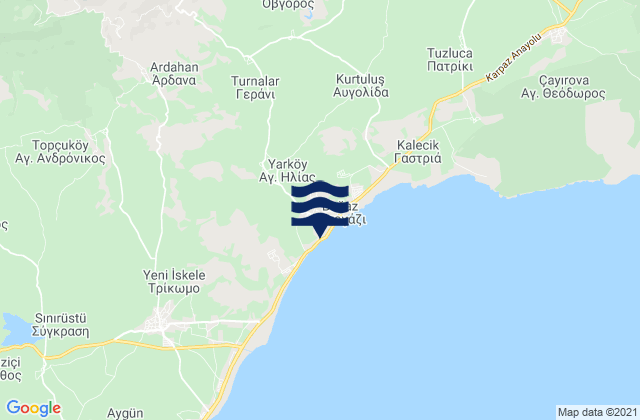 Mappa delle maree di Ágios Ilías, Cyprus