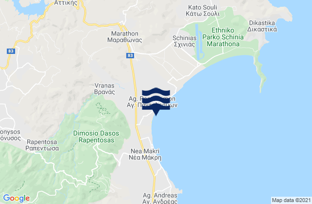 Mappa delle maree di Ágios Stéfanos, Greece