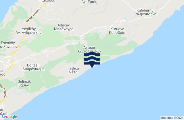 Mappa delle maree di Ágios Symeón, Cyprus
