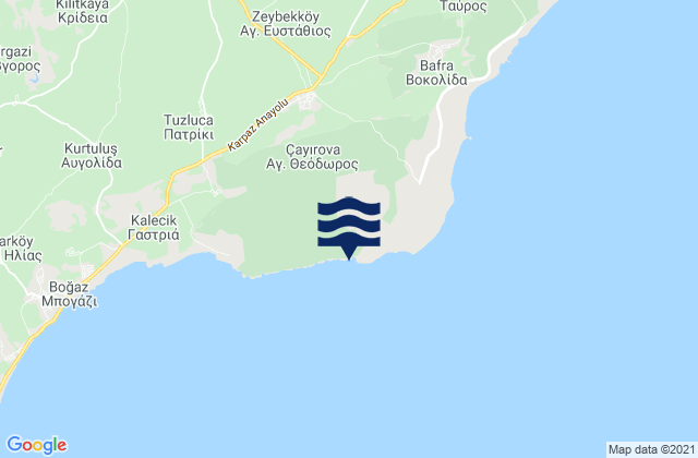 Mappa delle maree di Ágios Theódoros, Cyprus