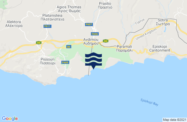 Mappa delle maree di Ágios Tomás, Cyprus