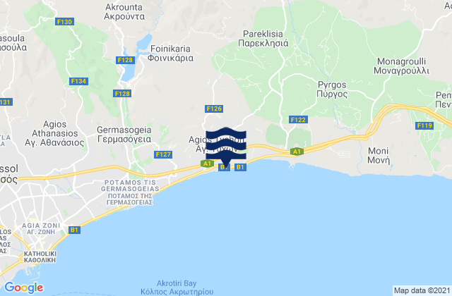 Mappa delle maree di Ágios Týchon, Cyprus