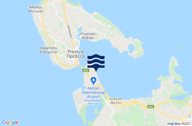 Mappa delle maree di Áktion, Greece