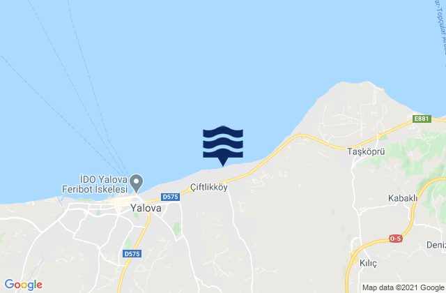 Mappa delle maree di Çiftlikköy, Turkey
