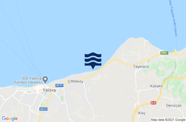 Mappa delle maree di Çiftlikköy İlçesi, Turkey