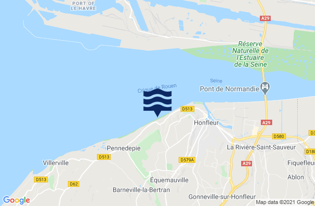 Mappa delle maree di Équemauville, France