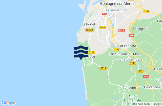 Mappa delle maree di Équihen-Plage, France