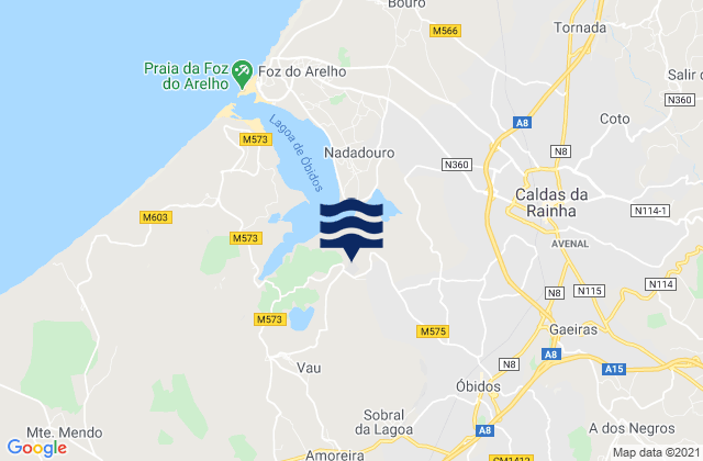 Mappa delle maree di Óbidos, Portugal