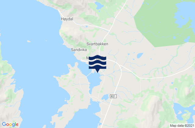 Mappa delle maree di Øksnes, Norway