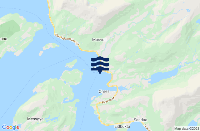Mappa delle maree di Ørnes, Norway
