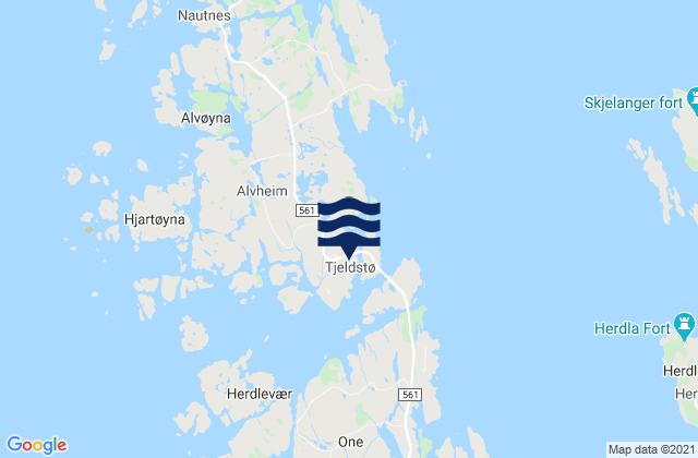 Mappa delle maree di Øygarden, Norway