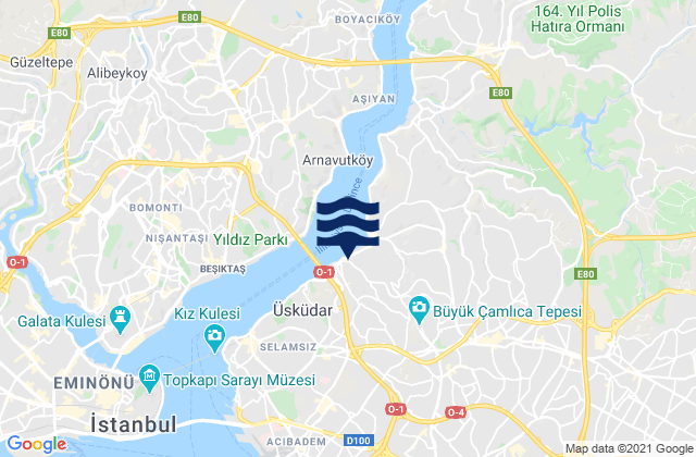 Mappa delle maree di Üsküdar, Turkey