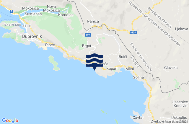 Mappa delle maree di Čibača, Croatia