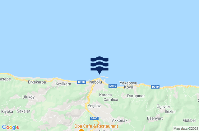 Mappa delle maree di İnebolu İlçesi, Turkey