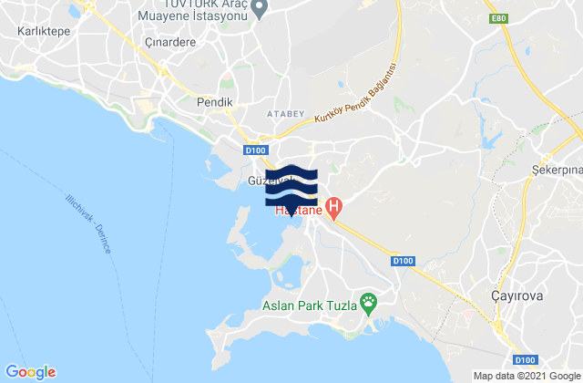 Mappa delle maree di İçmeler, Turkey