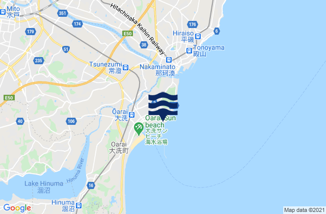 Mappa delle maree di Ōarai, Japan