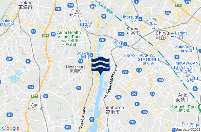 Mappa delle maree di Ōbu-shi, Japan