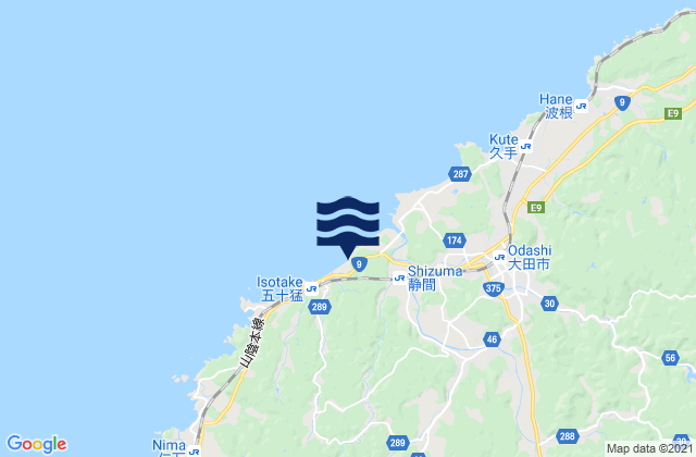 Mappa delle maree di Ōda Shi, Japan