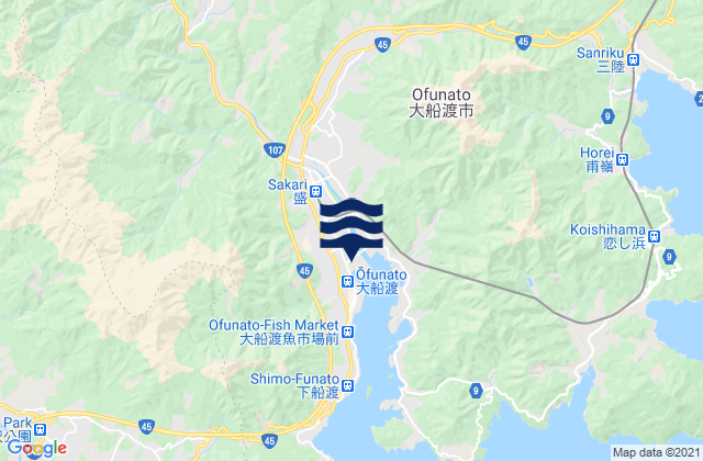 Mappa delle maree di Ōfunato-shi, Japan