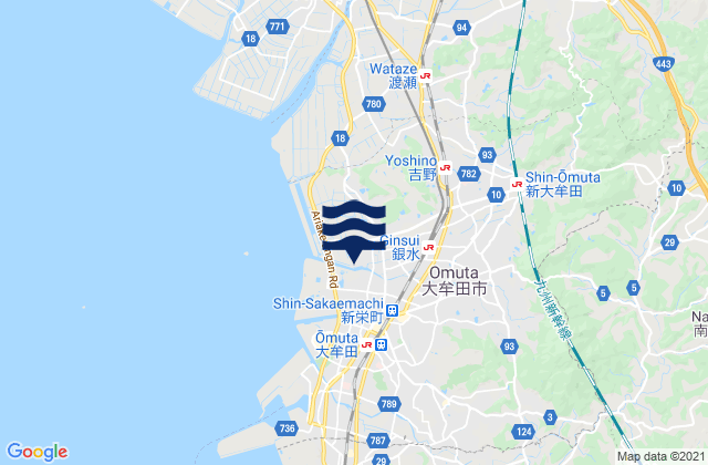 Mappa delle maree di Ōmuta, Japan