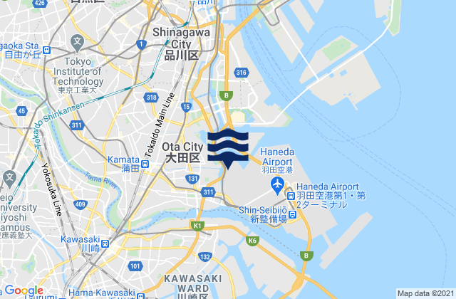 Mappa delle maree di Ōta-ku, Japan