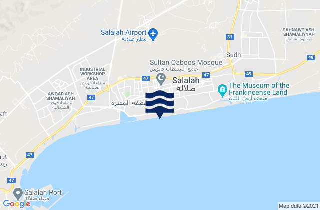 Mappa delle maree di Şalālah, Oman