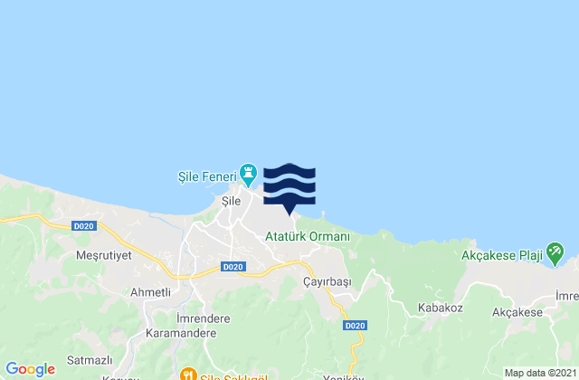 Mappa delle maree di Şile, Turkey