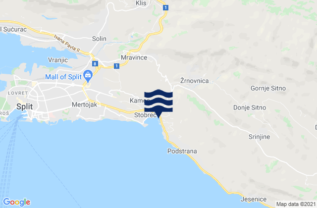Mappa delle maree di Žrnovnica, Croatia