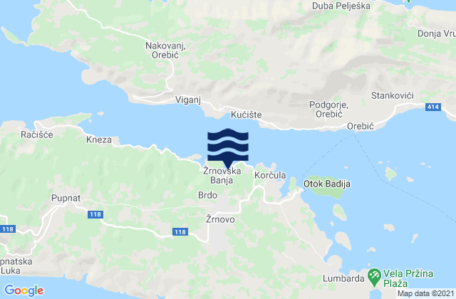 Mappa delle maree di Žrnovo, Croatia
