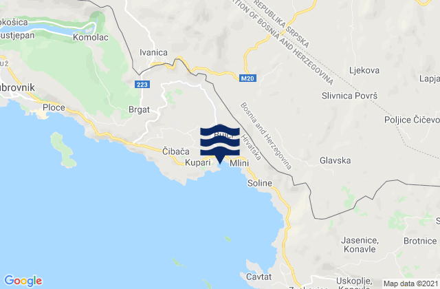 Mappa delle maree di Župa dubrovačka, Croatia