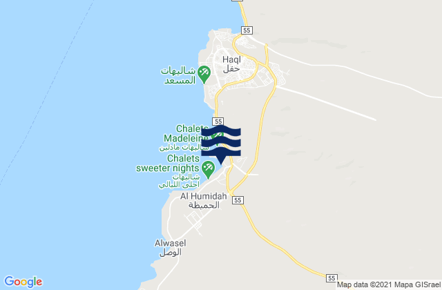 Mappa delle maree di Ḩaql, Saudi Arabia