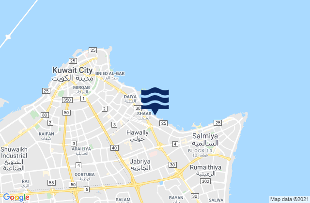 Mappa delle maree di Ḩawallī, Kuwait